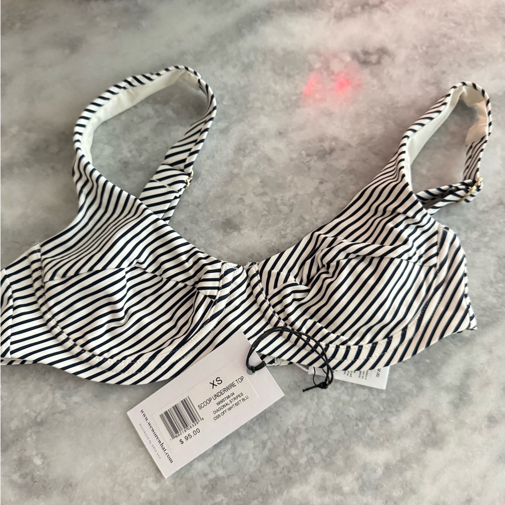 WeWoreWhat Black and White Striped Bikini Top